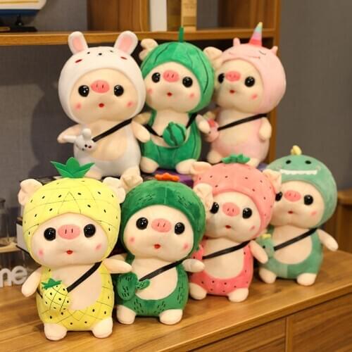 25/35cm Lovely Pig Cosplay Dinosaur Unicorn Rabbit Cactus Plush Toys Stuffed Doll Soft Animals Friuts Pillow for Kids Girls Gift