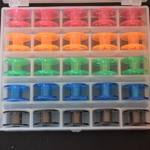 25PCS/set Empty Sewing Machine Bobbins Spool Plastic Case, Needlework Tool For Brother Janome Singer Elna Hot Sale