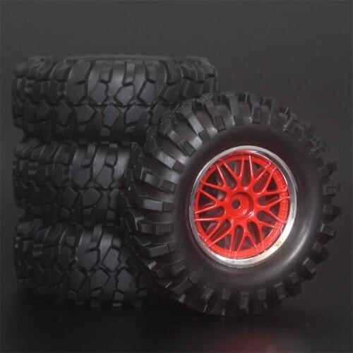 4x 1.9Inch 96mm Rubber Tires Plating Wheel Rims For D90 D110 SCX10 CC01 RC Rock Crawler Truck Climbing Off-Road Car