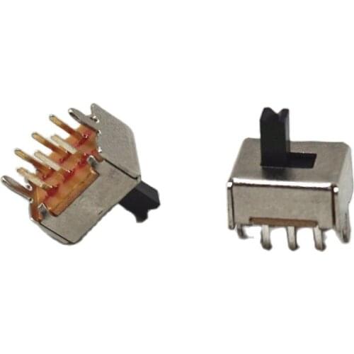 50PCS SS22D07 SS-22D07 6PIN 2P2T DPDT toggle switch side slide switches handle 4mm ROHS Free shipping D