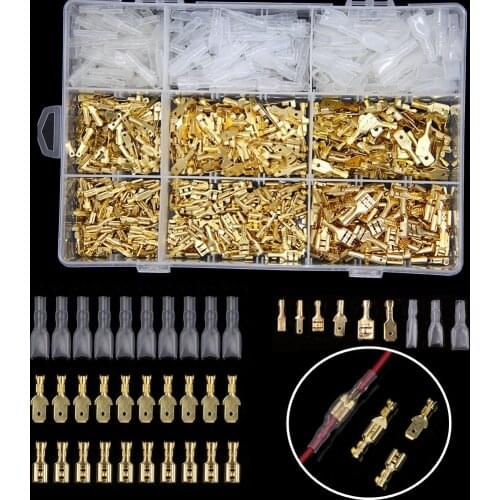 900Pcs 2.8mm/4.8mm/6.3mm Crimp Terminals Insulated Assorted Male&Female Electrical Wire Spade Connectors Terminals Set