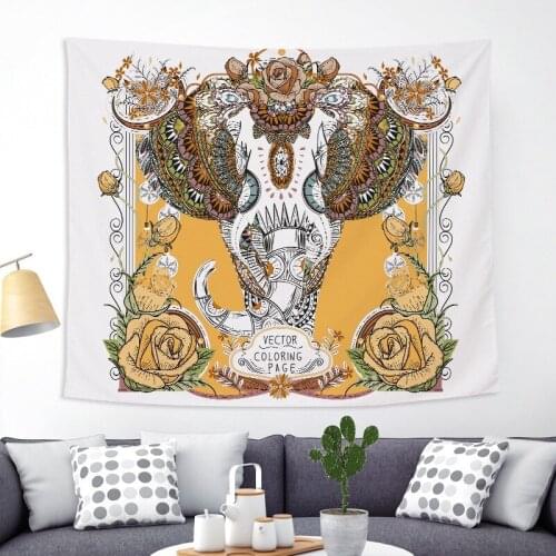 Abstract Creative Tapestries Elephant Oil-painting Printed Living Room Home Decor Practical Sofa Cover Bed Sheet Chic Valance