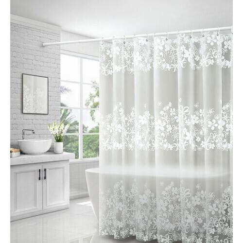 25 Printed white shower curtain with hooked PEVA bathroom transparent curtains Waterproof Home curtain