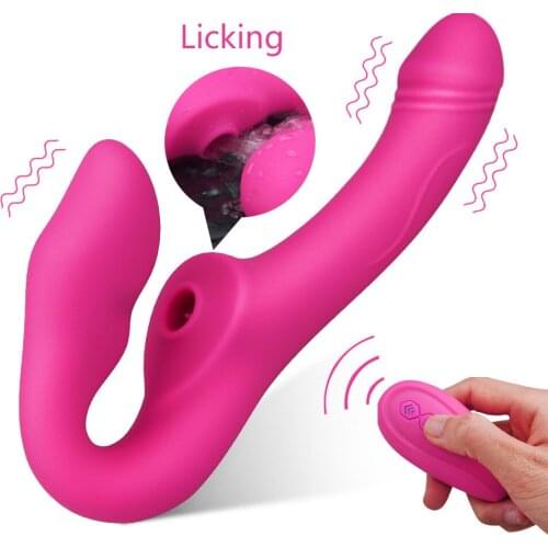 Lesbian Double Vibrator Sucking Clitoris Vagina Stimulator Dildo Vibrator G Spot Massager Clit Sucker Vibrator Sex Toy for Women