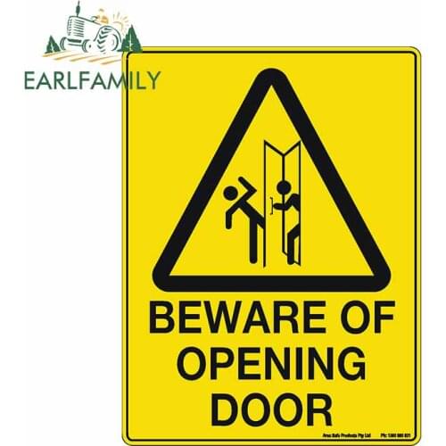 EARLFAMILY 13cm x 9.8cm For Caution Sign Personality Car Stickers Windows Decal Anime Waterproof Windshield Custom Printing