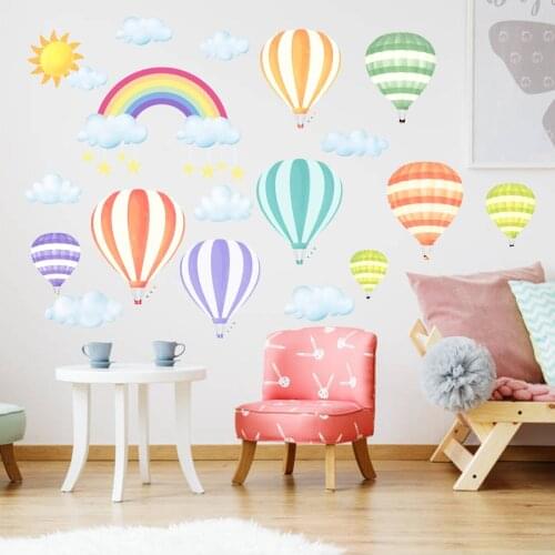Hot Air Balloon Wall Stickers Rainbow Kids Rooms Boy Girl Bedroom Decor Aesthetic Baby Nursery Wall Decoration Wallpaper Poster