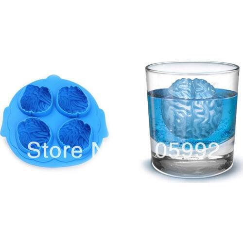 IceCube Tray Maker Mold Tool Brain Shape Bar Party Drink 4 in 1 Brain Shaped Silicone Ice Mould 2PCS/LOT