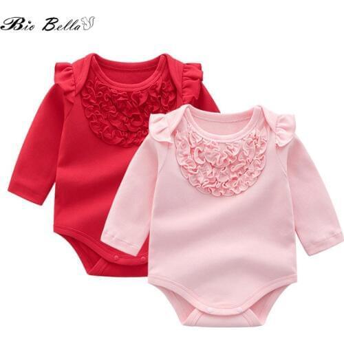 Infantil Baby Girls Spring Summer Bodysuit Newborn Casual Baptism First Birthday Jumpsuit Clothes Kids Girl Clothes