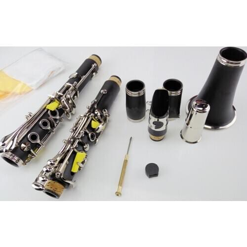 Clarinet 17 key drop Clarinet Silver plated B Flat Klarinet Bakelite Nickel Plated Clarinet With Case Two Pairs Of Main Export