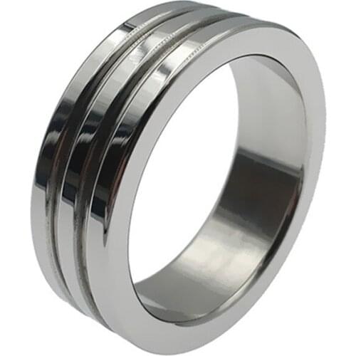 Stainless Steel Penile Ring Male Widened Metal Cock Ring Restraint Penis Exercise Pendant Sperm Lock Delay Sex Toys for Men