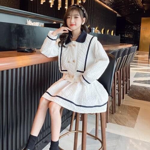 2021 Girls Clothes Set Spring Autumn Sweater Tops + Pleated Skirt 2 Pcs Sets Boutique Kids Clothing Suit 10 12 14 Year Children