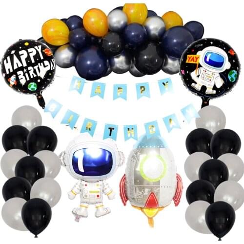 Outer Space Party Astronaut foil balloons Rocket Galaxy Kids Birthday Party decorations Favors shower latex globos