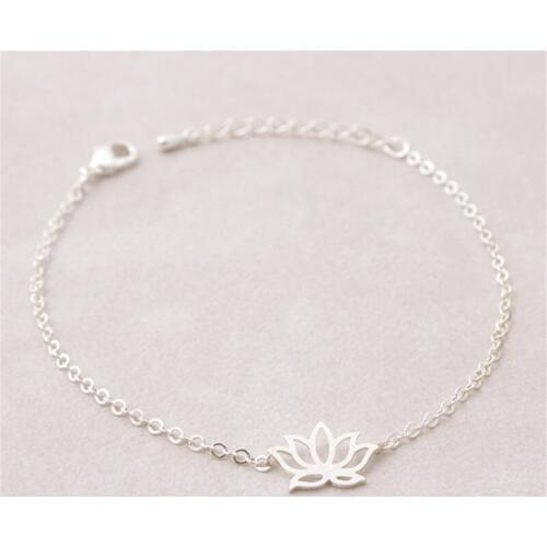 Hot fashion Hollow out flower Plant Lotus Bracelet for women Best pretty Jewelry Gift Gold/Silver plated