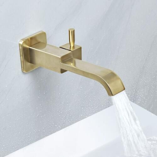 Brushed Gold G1/2 American Style Brass Modern Washing Machine Faucet Wall Mounted Single Cold Fast Open Lengthen Mop Pool Tap