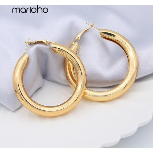 Fashion C-shaped Double-roll Hoop Earrings For Women Simple Round Gold Silver Color Earrings Punk Birthday Girl Jewelry Gift