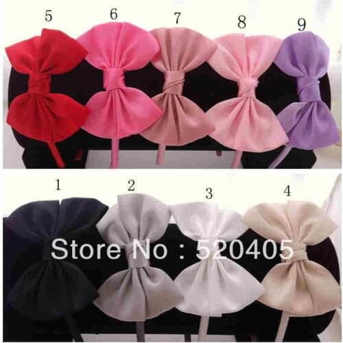New Sale small Girls Satin Ribbon hair band Big bow solid hair bands for women plastic headband baby headbands 20PCS