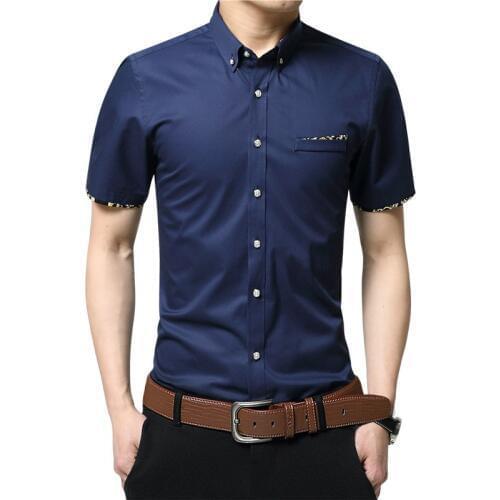 New Arrival Summer Fashion Men Brand Formal Business Shirts Casual Classic Short Sleeve Shirt Male Blouse Social Tuxedo Shirts