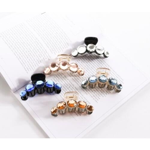 New Fashion Women Girls Crystal Plastic Hair Claws Korean Style Cute Acrylic Hair Claw Hair Clips Headwear