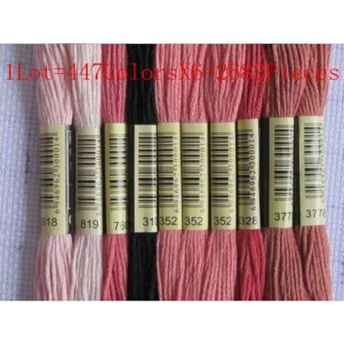 Wholesale Cross Stitch Thread Similar DMC Thread 1Lot=447ColorsX6=2682Pieces Knitting Spiraea Free Shipping