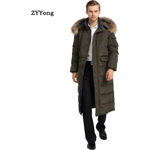 2020 New Fashion Mens Winter Parka Men Long Polyester Down Jacket With Fur Hood Male Thick Padded Coat Warm Windbreaker