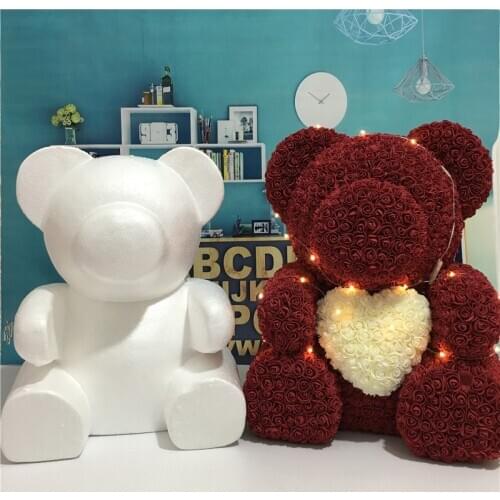 Foam Rose Bear Foam Model DIY Artificial Rose Flowers Polystyrene Styrofoam Foam Gift Forwedding Valentines Day Home Decoration