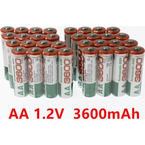 Genuine AA/AAA Rechargeable Battery 1.2V 3600mah AA NI-MH Battery for Camera Flashlight Toy Remote Control PreCharged