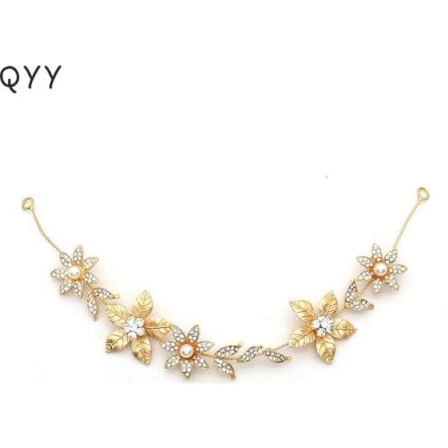 Flower Pearl Headbands for Women Accessories Bridal Wedding Hair Jewelry Bride Headpiece Rhinestone Headbands Prom Decoration