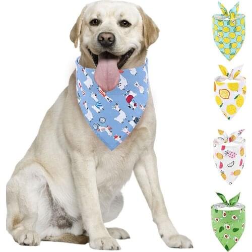 Dog scarf Bandana Cotton Fruit Washable Cute Lemon Avocado Pattern Dog Scarf Bow Tie Cat Dog Accessories Beauty Products