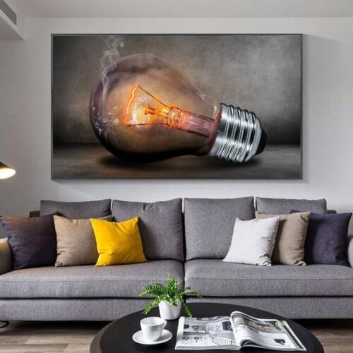 Modern Abstract Pictures Wall Art Interesting Light Bulb Canvas Painting Posters And Prints For Living Room Decoration No Frame