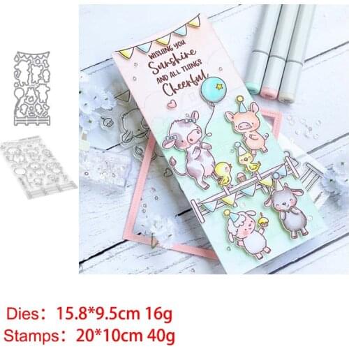 Pig Cow Sheep Balloon 2021 New Seal Stamp with Cutting Dies Stencil DIY Scrapbooking Embossing Photo