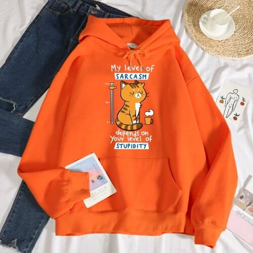 My Level Of Carcasm Depend On Your Level Print Hoody Women Autumn Warm Sweatshirt Soft Oversize Hoodie Loose Casual Men Clothing