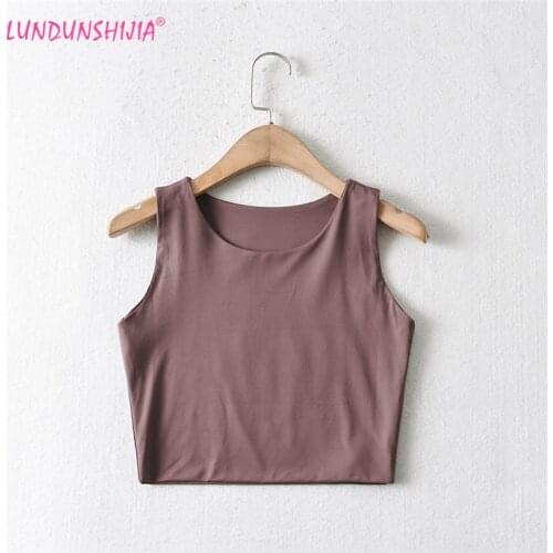 LUNDUNSHIJIA Hot Sale 2021 Summer Women Sexy Sleeveless Tops Fashion Short O-neck Slim Tank Tops 4 Colors