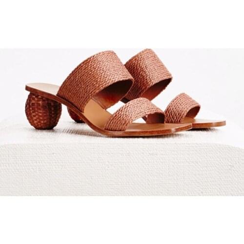 Comfort Shoes For Women Large Size Med Sandals Elastic Band Suit Female Beige Square Toe Strappy Heels 2020