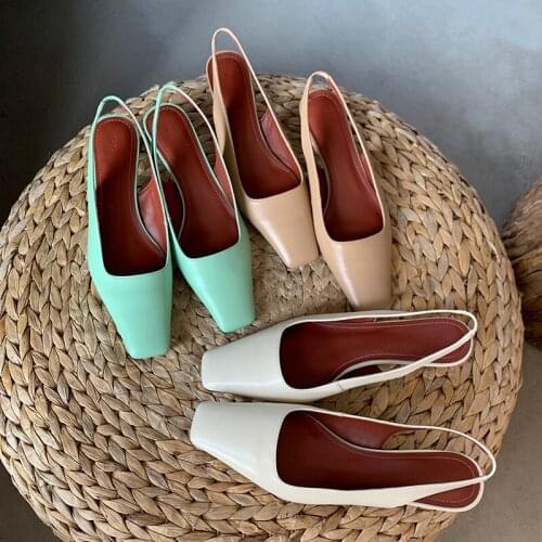 SKLFGXZY Color Matching Women Sandals Fashion Leather Female Shoes Open Toe Mid-heel Concise Summer Ladies Shoes Genuine Leather