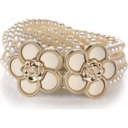 The new lady 2021 Imitation pearl beads elastic waist belt elegant elasticity waist chain dress waist belt BL1835