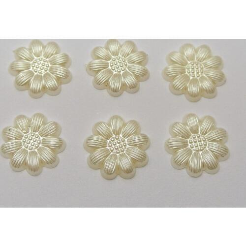 200 Ivory Flatback Pearl Sunflower Beads Flat Back Scrapbook Craft