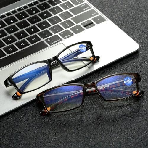 2021 Classic Fashion Women Anti-Blue Light Reading Glasses Square Vintage Presbyopia Glasses +1.0+1.5+2.0+2.5+3.0+3.5+4.0