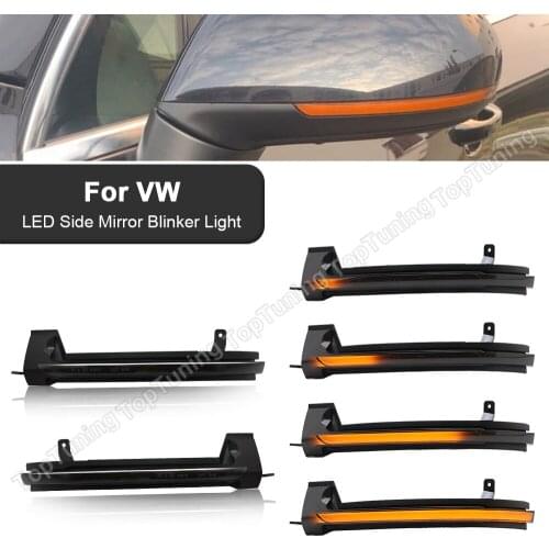 2X For VW Touareg II 2010-2018 Lamps Smoked Amber LED Dynamic Side Mirror Blinker Lights Flowing Mirror Turn Signal