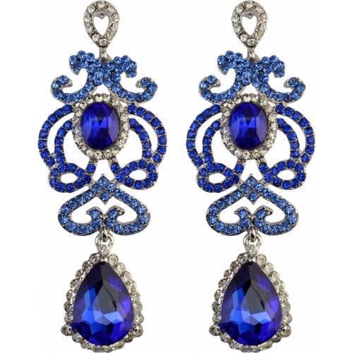 3 Colors Elegant Luxury Drop Earring Inlay Crystal Rhinestone Waterdrop Shape Dangle Long Earrings For Women Fashion Jewelry