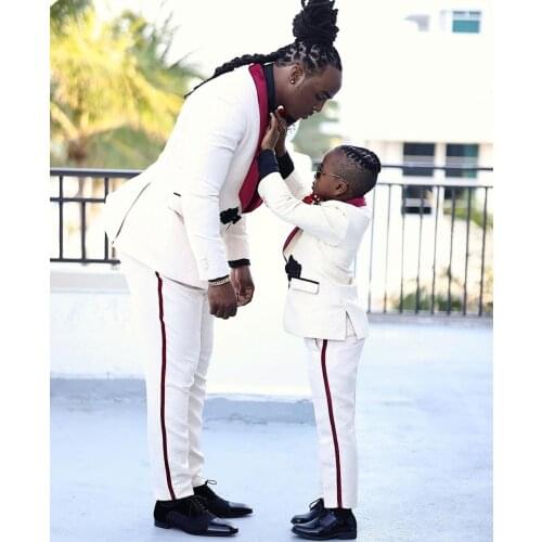 White Boys Suits For Wedding Clothing Kids Birthday Party Formal Outfits Sets Ring Bearer Attire (Jacket +Pants+Bow))