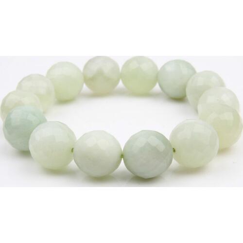 14mm Faceted Natural Stone Yellow Pink Agat Angelite Beads Bracelet Beaded Energy Yoga Bracelet Jewelry for Women Handmade Gift