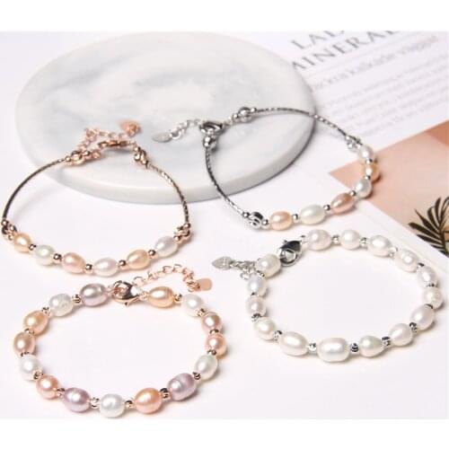 Natural Freshwater Pearl Bracelets For Women Bangles Baroque Oval Pearl Girl Couple Friendship Bracelet Wedding Jewelry Gift