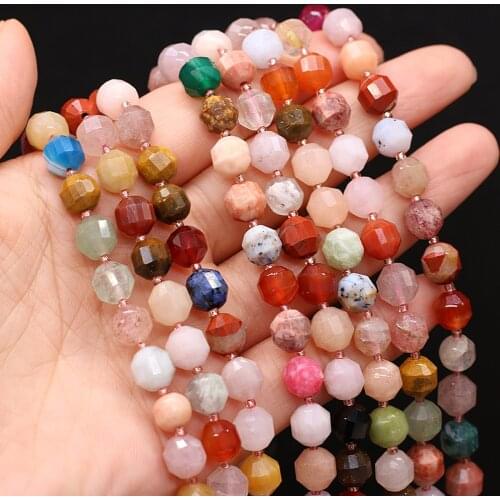 Natural Semi-precious Stone Beads Faceted Mix-color Multi-Gem Scattered Beads for DIY Necklace Bracelet Making Jewelry8mm