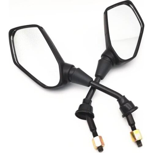 Black Hexagon Motorcycle Side Rear View Mirrors 8MM Bolt Plastic Metal Universal