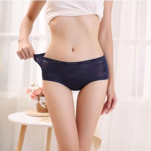 Candy Color Flowers Womens Pure Silk Panties Corset Lace Seamless Transparent Hollow Out Breathable Sexy Lingerie Low Waist
