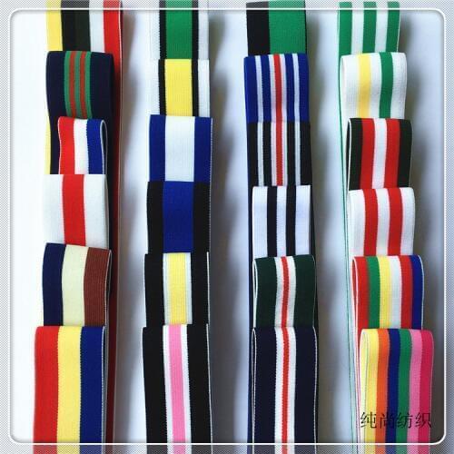 4cm Rainbow Color Striped Elastic Bands 40mm Nylon Colorful Elastic Band Webbing Waistband Stretchy Tape Clothing Accessories 1M