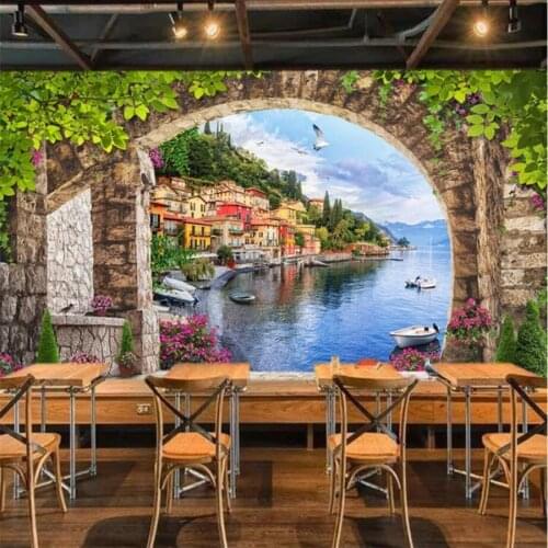 Beibehnga Custom wallpaper mural European 3D papel de parede arch green leaf TV background wall papers home decor 3d wallpaper