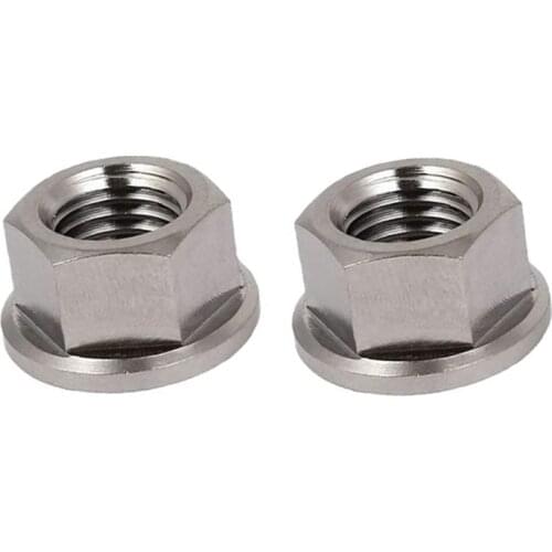 JFBL Hot 2Pcs M10 x 1.25 mm Non-Slip TC4 Titanium Ti Flanged Nut for Bicycle Motorcycle Screws Screw-Fastener