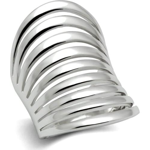 Rhodium Brass Ring with No Stone in No Stone