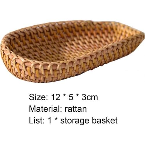 Storage Basket Solid Color Shooting Props Rattan Breakfast Bread Snack Container for Dinning Table